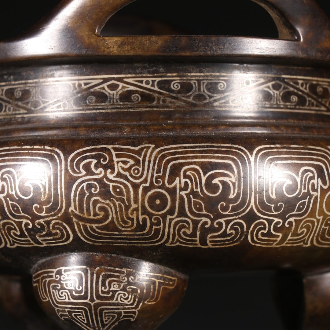 A fine stone old copper and silver three-legged aroma diffuser - 7