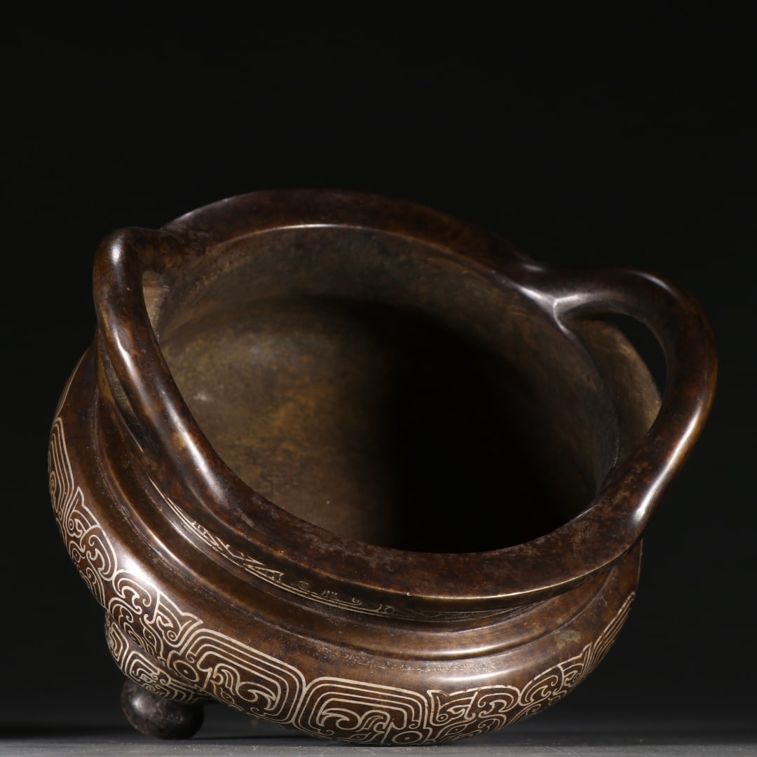 A fine stone old copper and silver three-legged aroma diffuser - 8