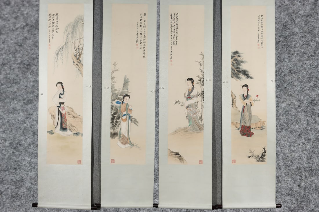 A painting by Zhang Daqian: Zhang Daqian's paintings Size: Painting core137cmx30cm (The Dimensions Of All Batches Are Manually Measured.If You Need More Detailed Information, Please Contact Our Customer