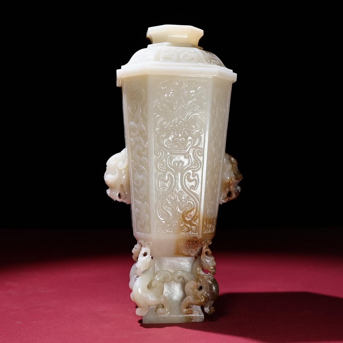 A beautiful Hetian white jade micro-Qin square bottle: Exquisite Hetian white jade micro-Qin square bottle Size:248x98x98mmW:1550g (The Dimensions Of All Batches Are Manually Measured.If You Need More Detailed Information, Please