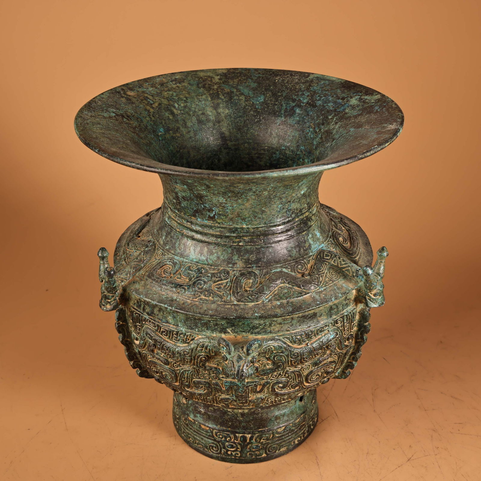 A fine bronze tiger snake print round jar - 3