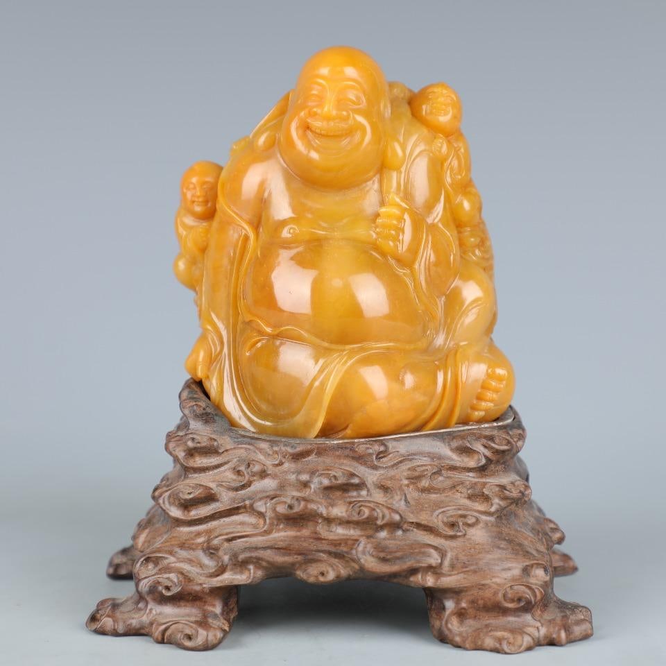 A Qing Dynasty Shoushan Tianhuang Maitreya Buddha ornament: Qing Dynasty Shoushan Tian Huang Maitreya Buddha ornament Size:1.103kgH:12cmW:9.5cm (The Dimensions Of All Batches Are Manually Measured.If You Need More Detailed Information, Please Contact Our Custo
