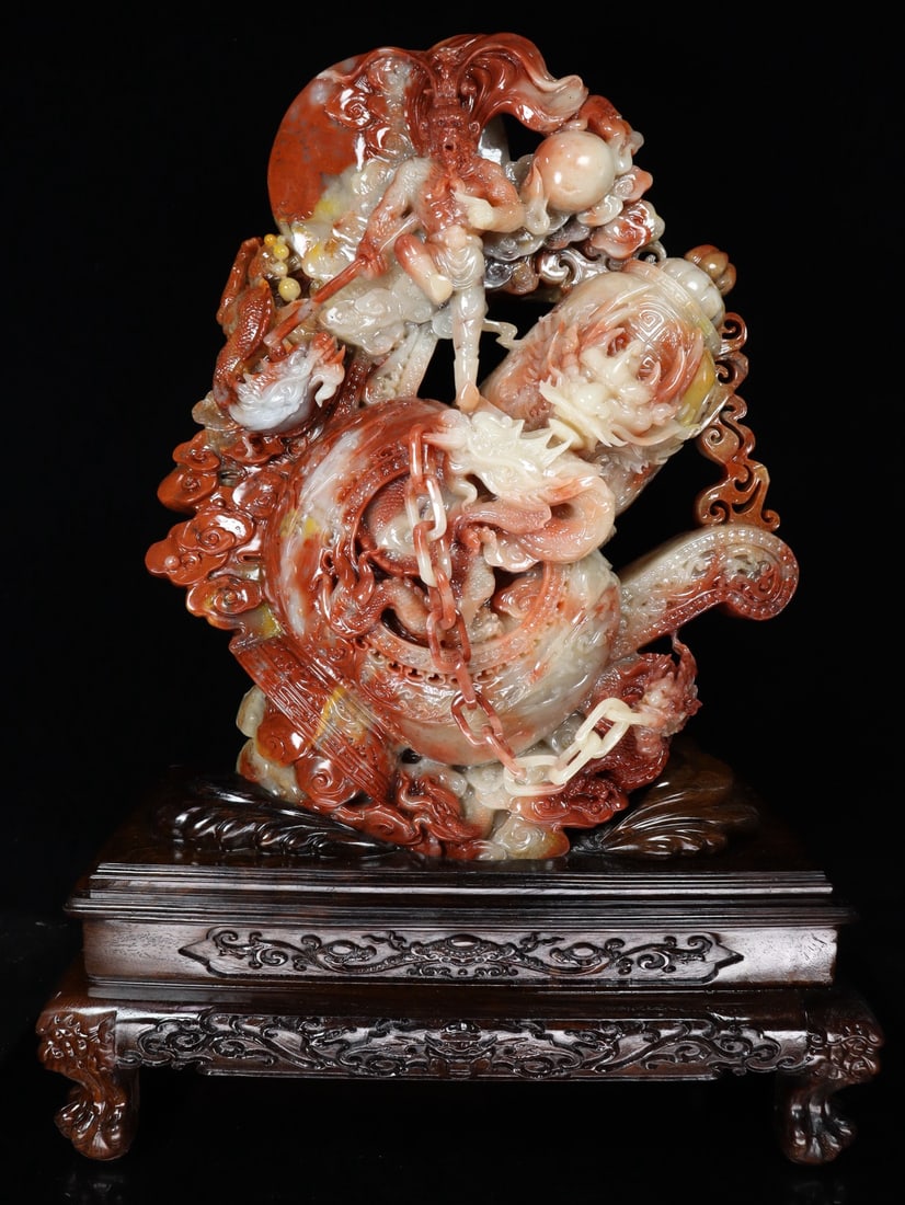 An Exquisite Shoushan Stone Dragon Pattern Ornament - 2