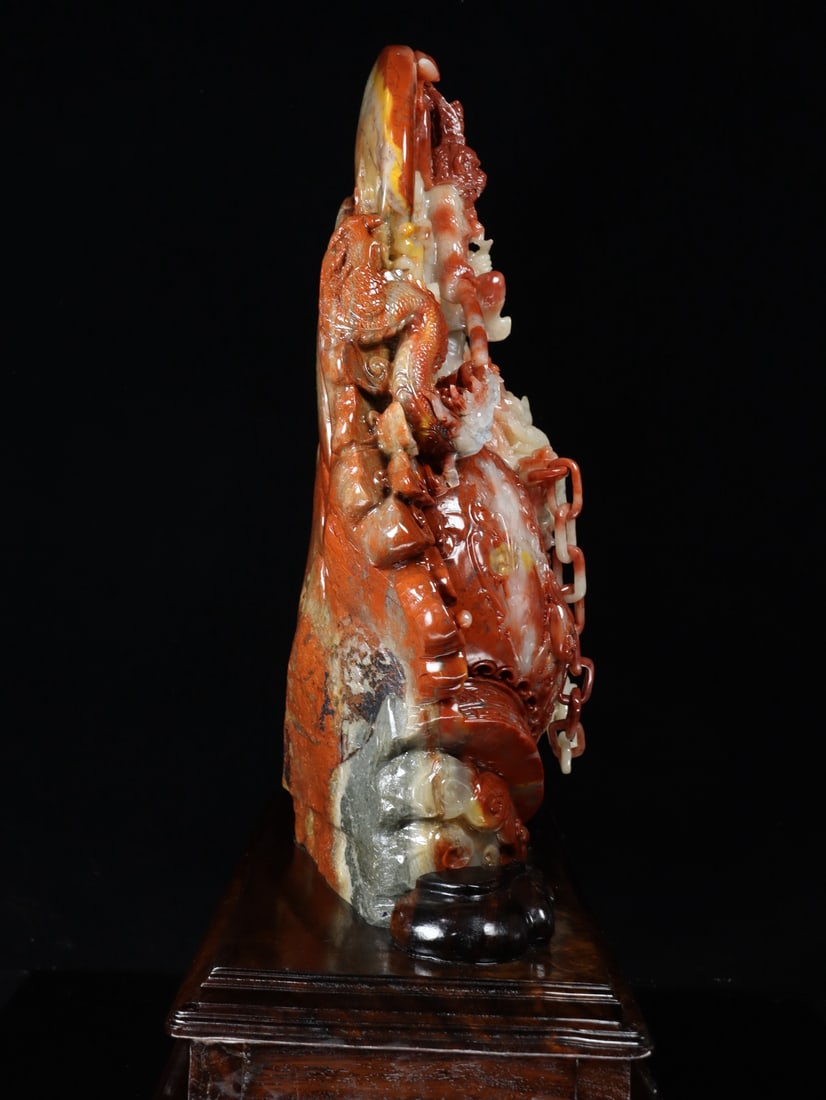 An Exquisite Shoushan Stone Dragon Pattern Ornament - 9