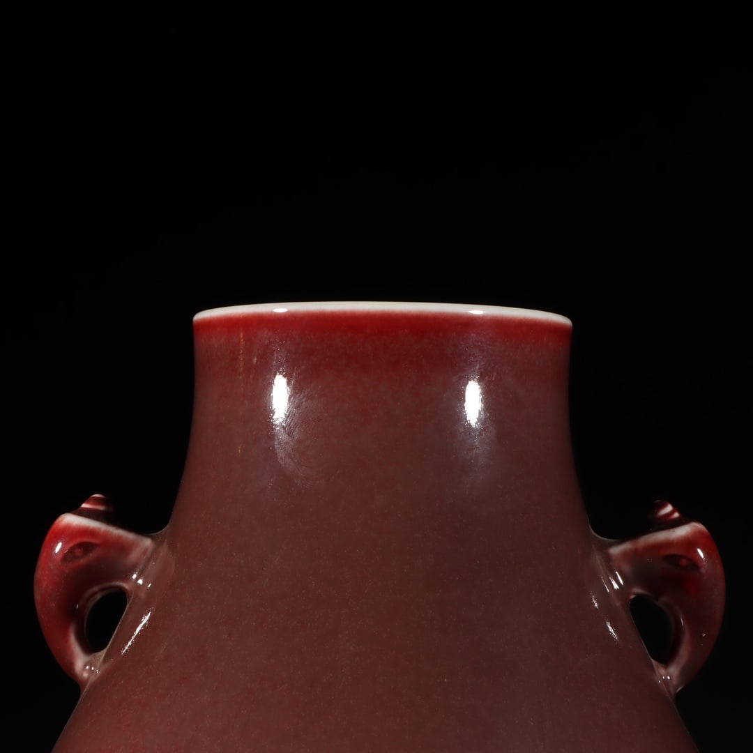 An Exquisite Ji Red Glazed Double-Ears Vase - 2