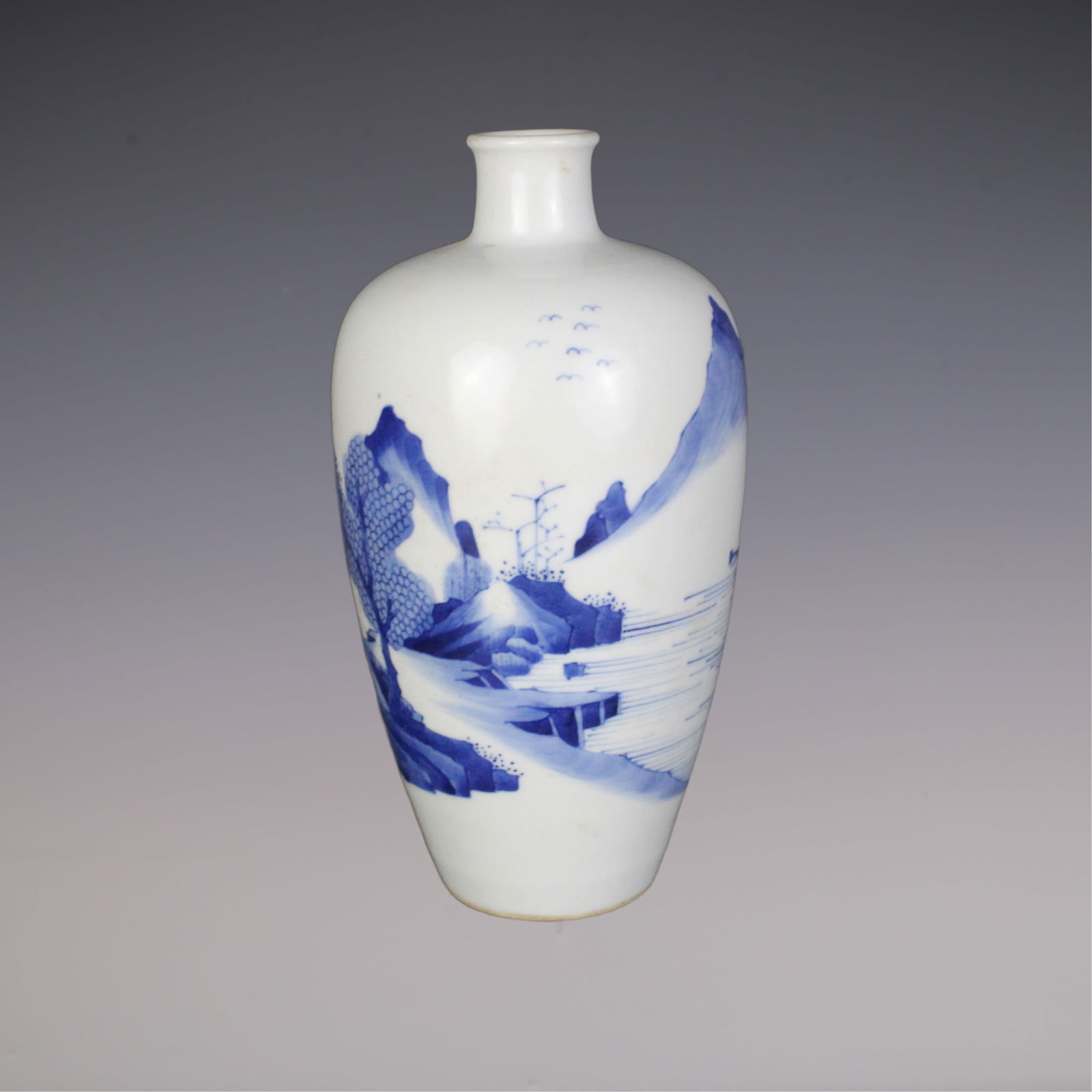 An Exquisite Blue and White Landscape Pattern Vase - 2