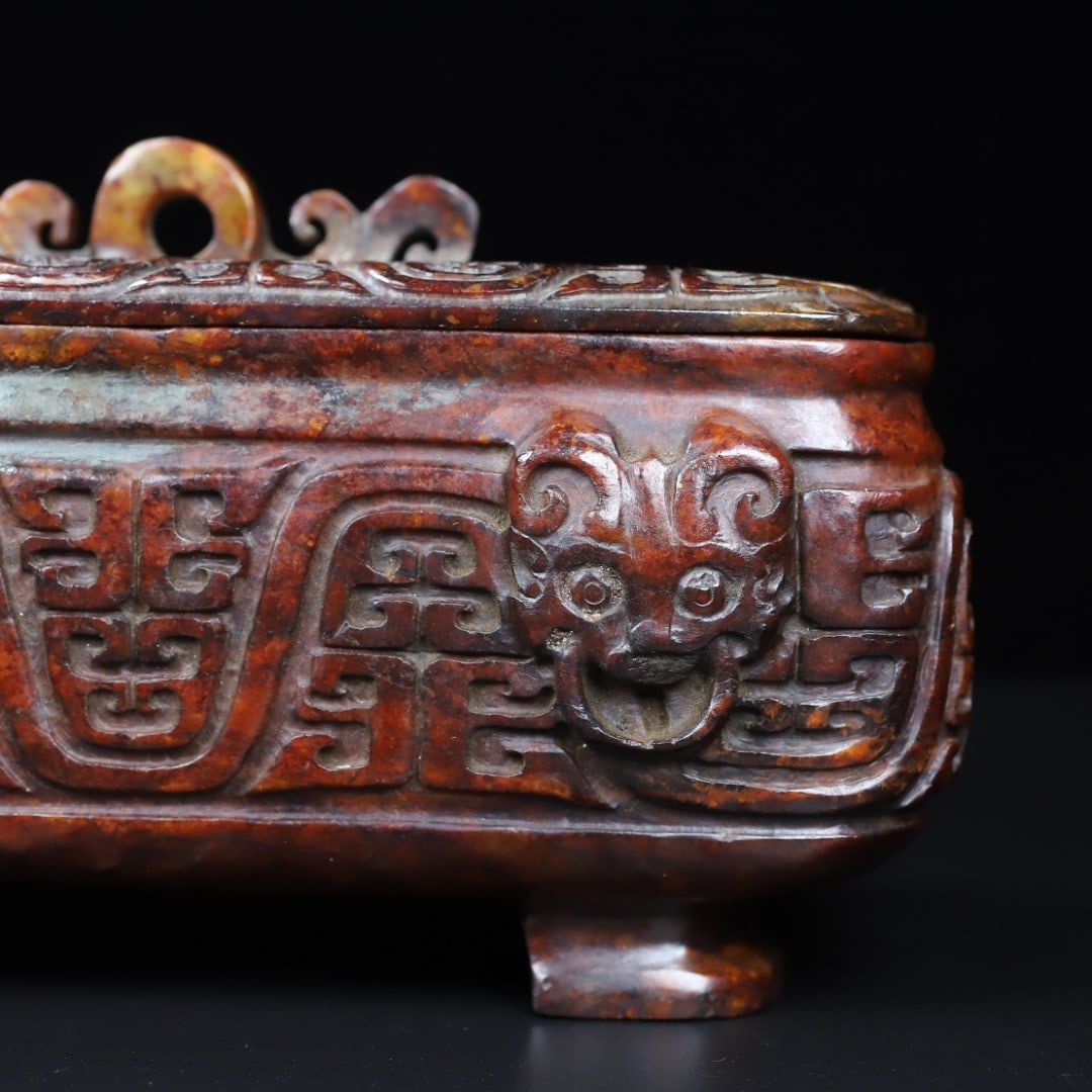 An Exquisite White Jade Beast-Face Pattern Censer - 2