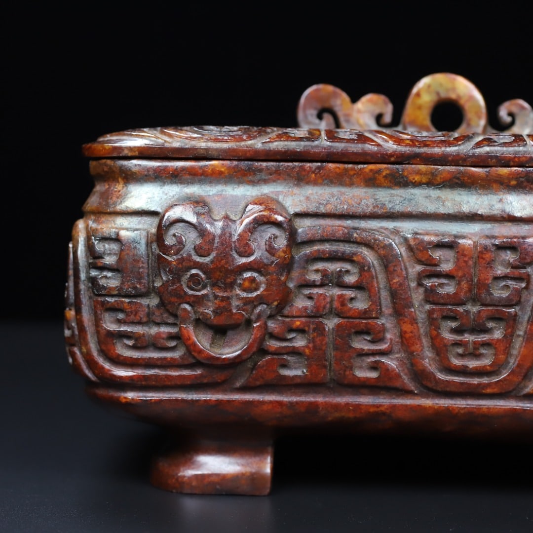 An Exquisite White Jade Beast-Face Pattern Censer - 3
