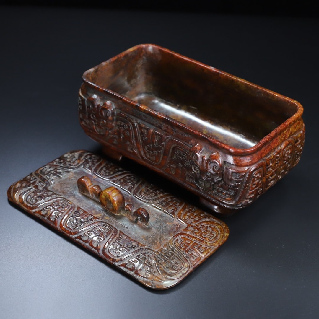 An Exquisite White Jade Beast-Face Pattern Censer - 6