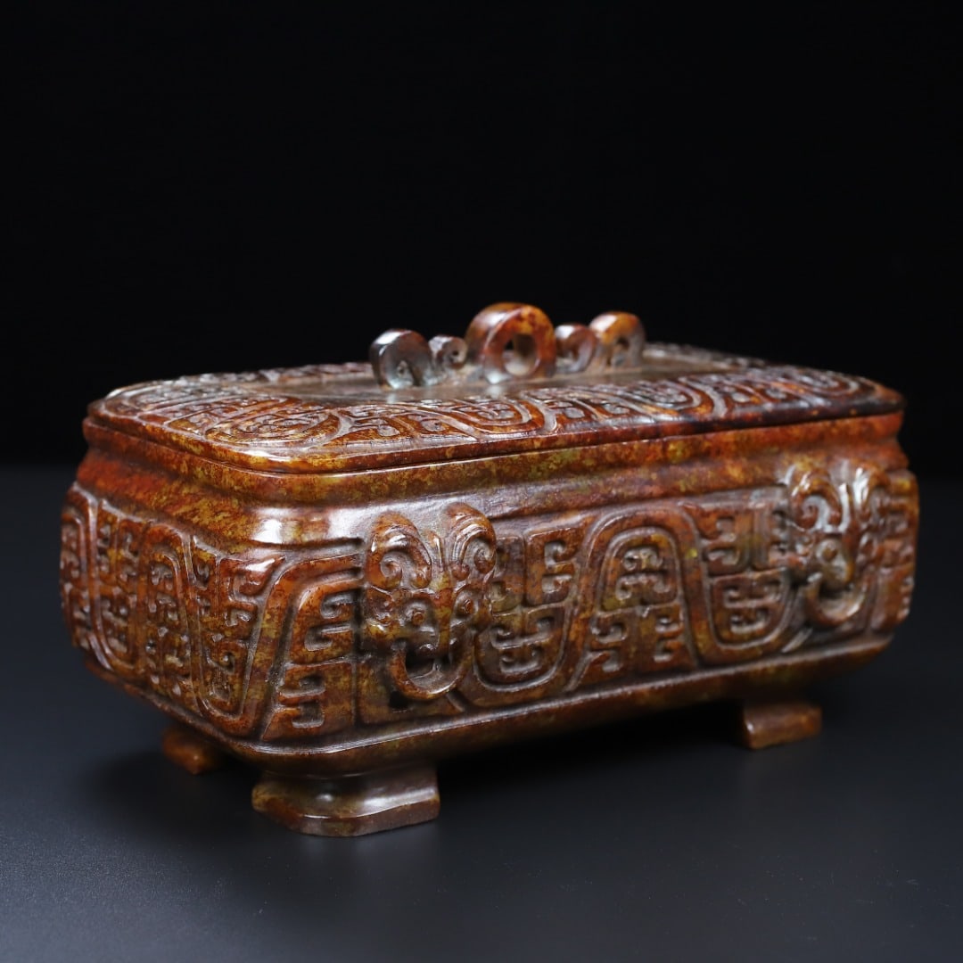 An Exquisite White Jade Beast-Face Pattern Censer - 8