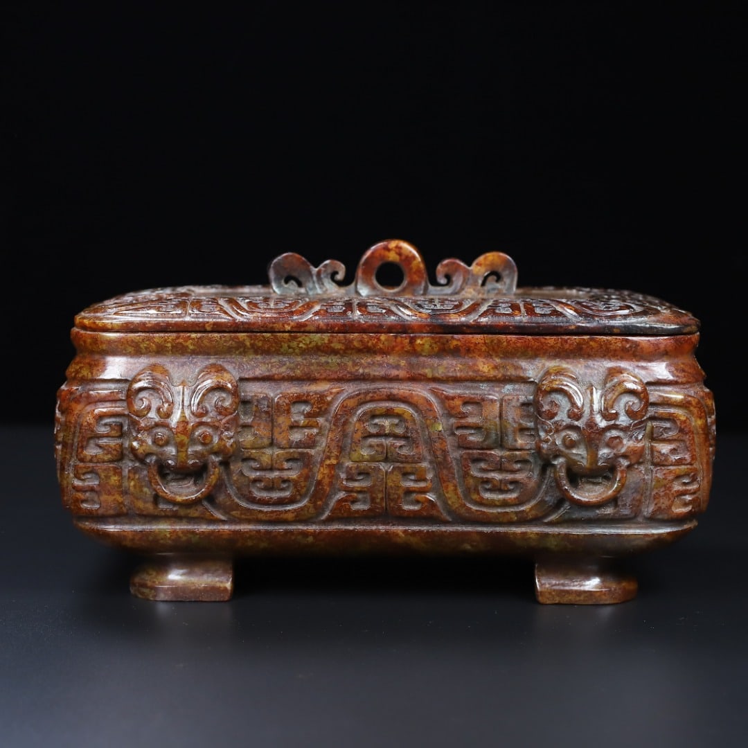 An Exquisite White Jade Beast-Face Pattern Censer - 9