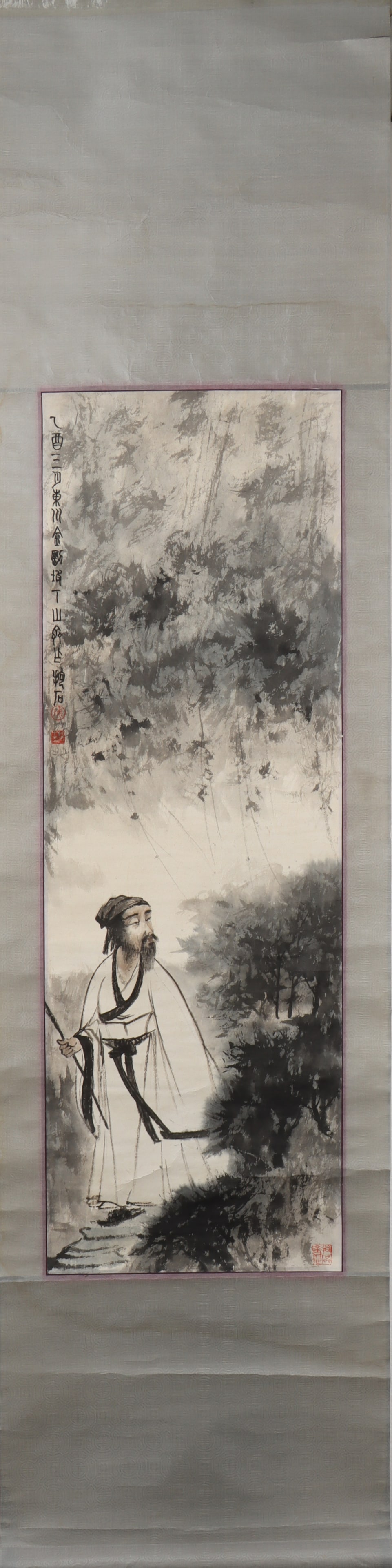 A Chinese Vertical Scroll Ink Painting of Figure on Paper (1 of 6)