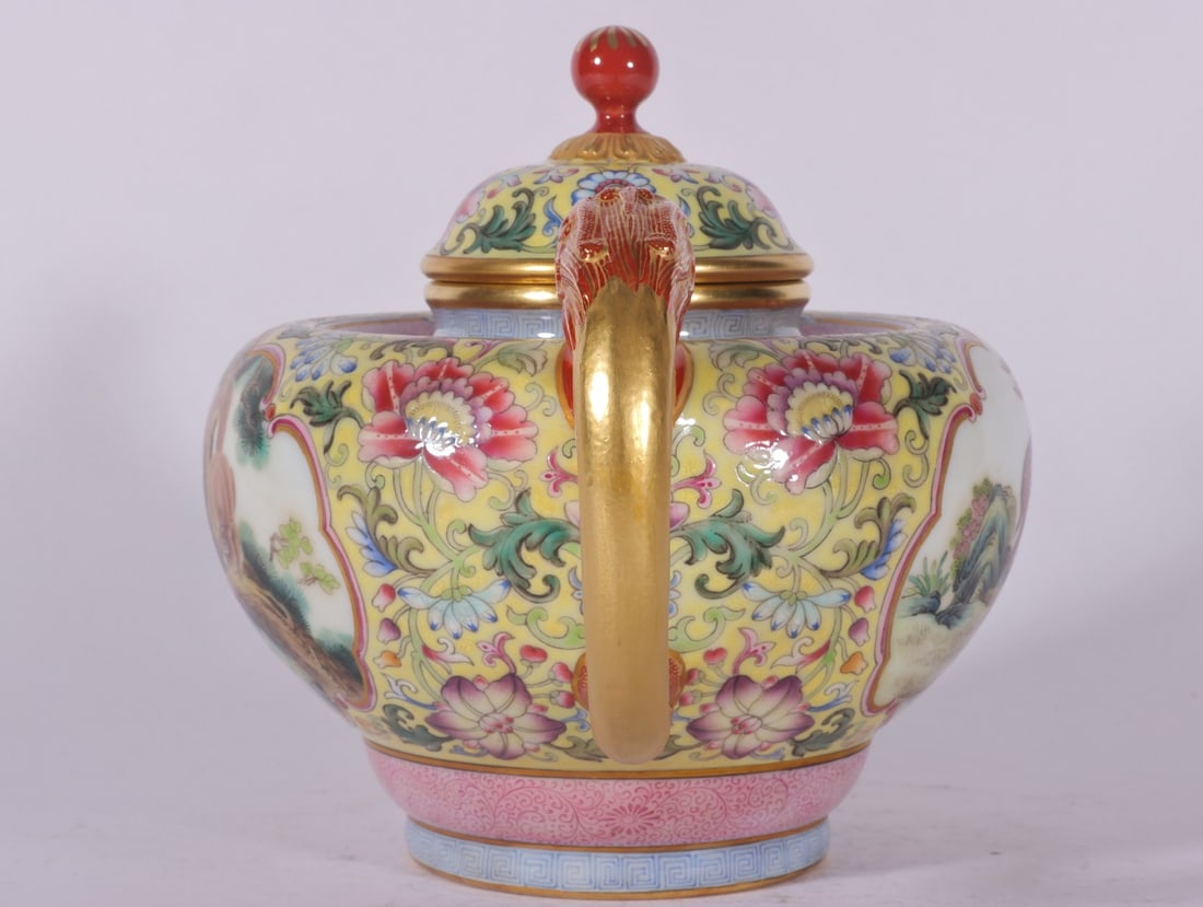 An Exquisite Enamel Lotus Pattern Animal Pattern Teapot - 4
