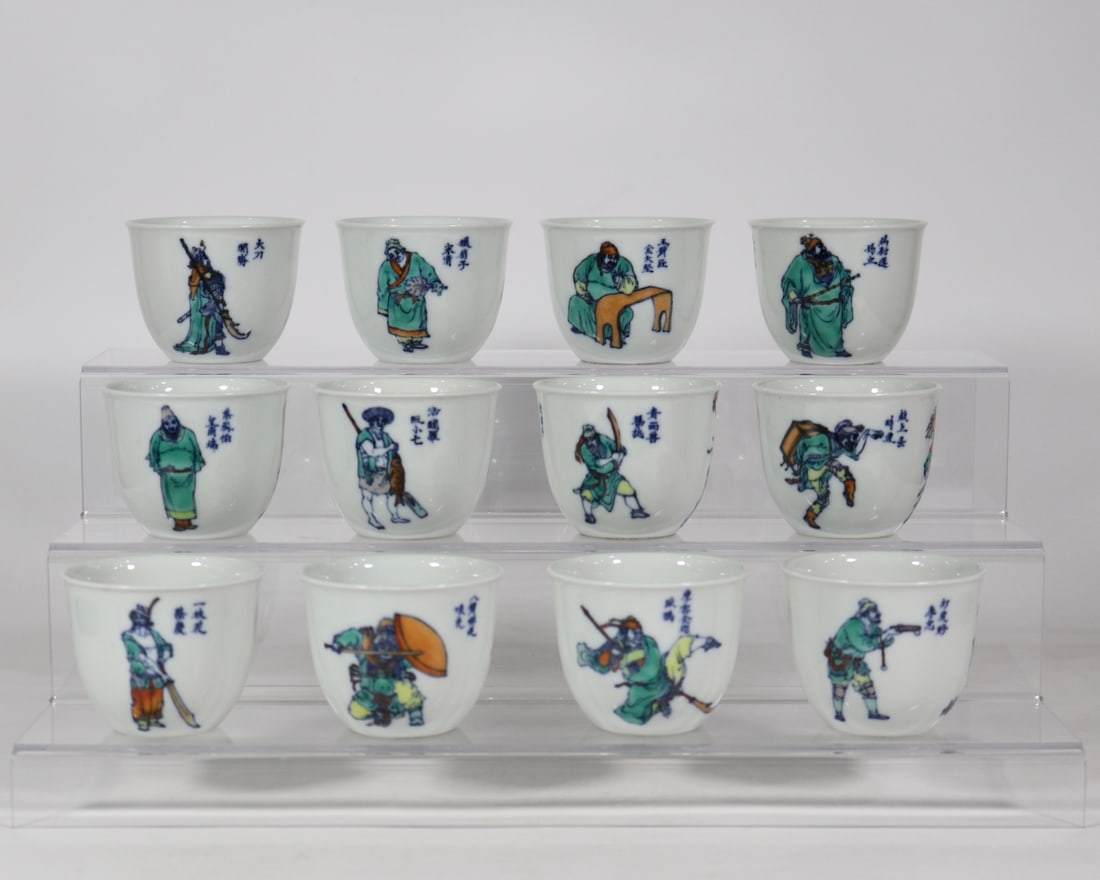 A Set of Fine Doucai Figure Pattern Cup: A Set of Fine Doucai Figure Pattern Cup Qing Dynasty, China Qianlong Six-character Mark Size:6cmx7.8cm (The Dimensions Of All Batches Are Manually Measured.If You Need More Detailed Information,