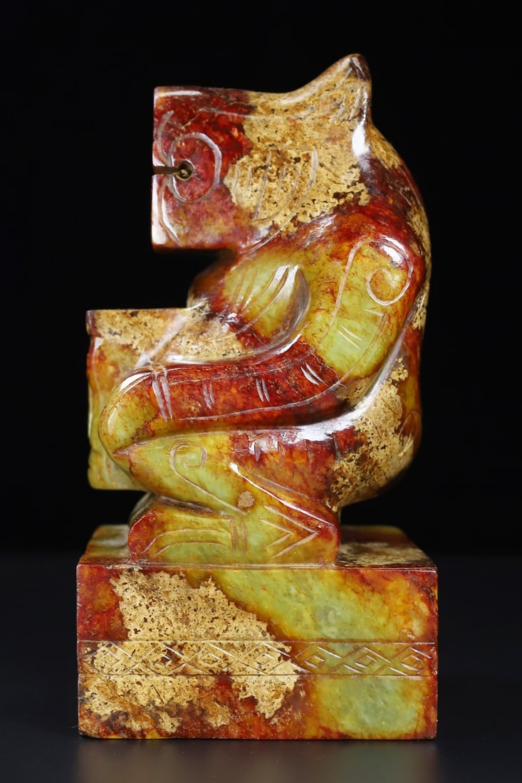 An Exquisite White Jade Bear Seal - 5