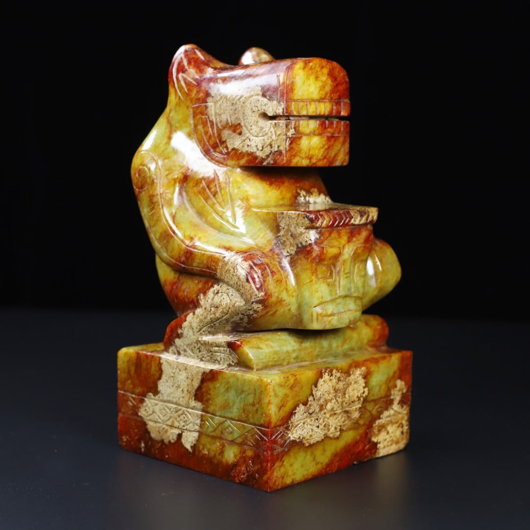 An Exquisite White Jade Bear Seal - 7