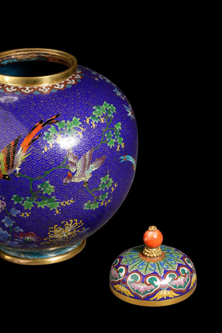 An Exquisite Cloisonne Flower and Bird Pattern Jar - 4