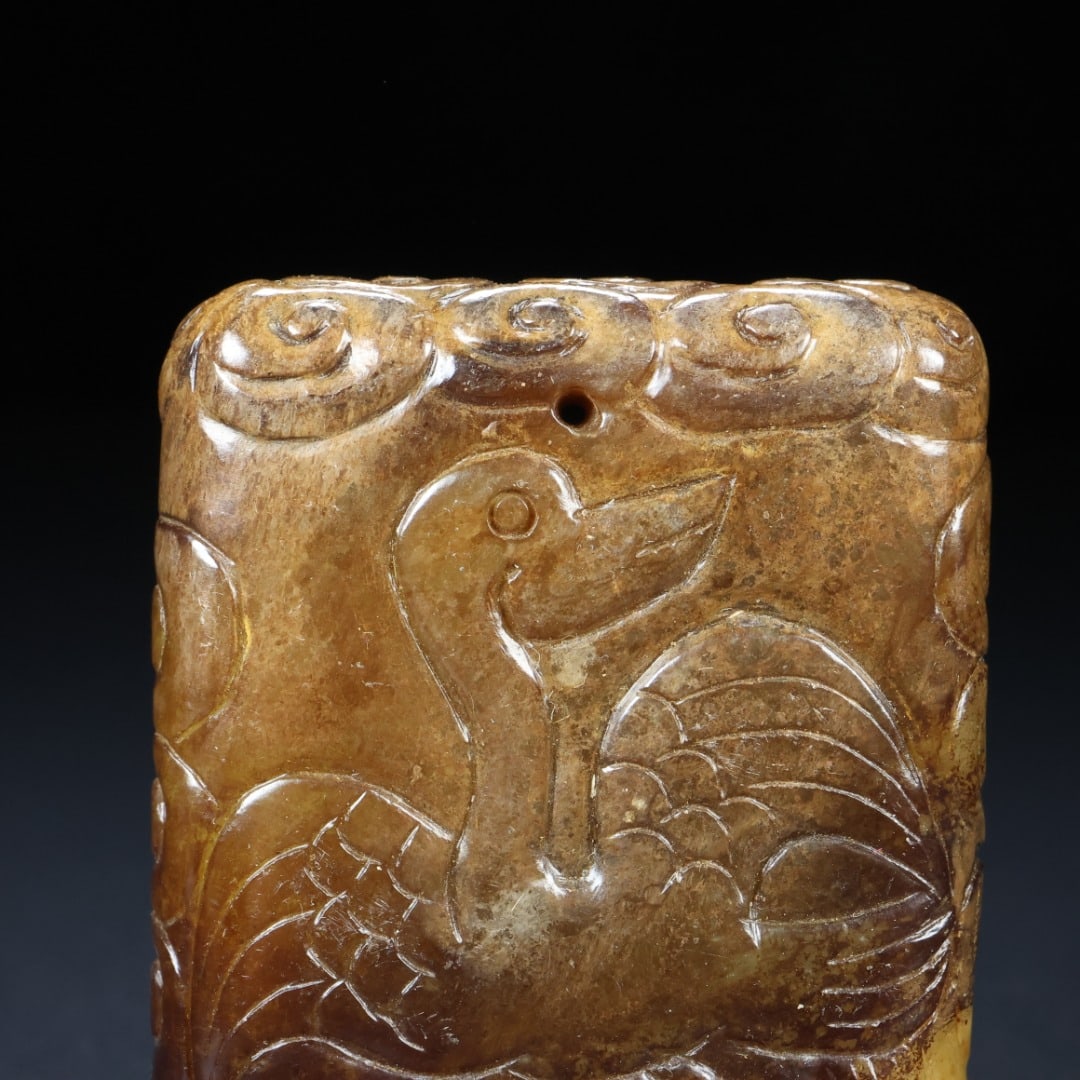 An Exquisite White Jade Bird Pattern Brand - 2