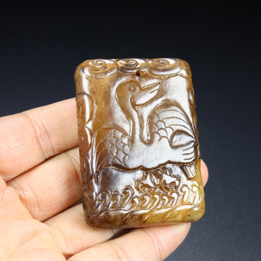 An Exquisite White Jade Bird Pattern Brand - 9