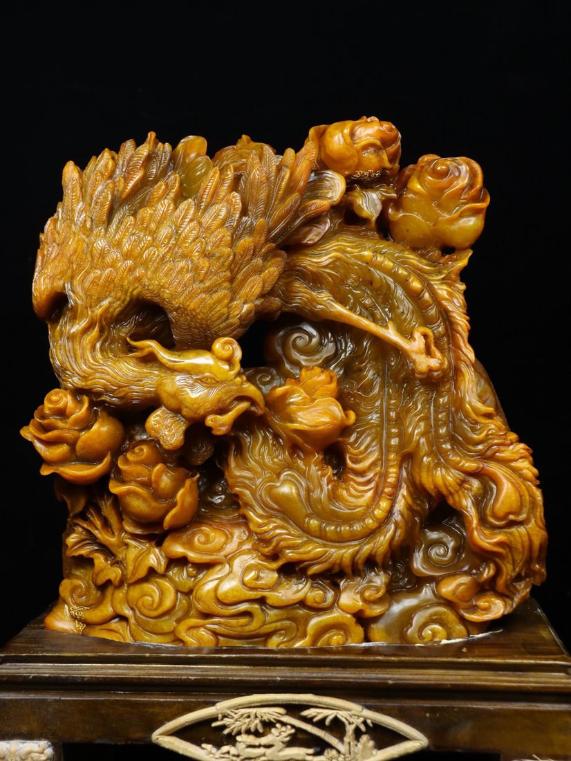 An Exquisite Tianhuang Stone Phoenix Pattern Flower Pattern Ornament - 2
