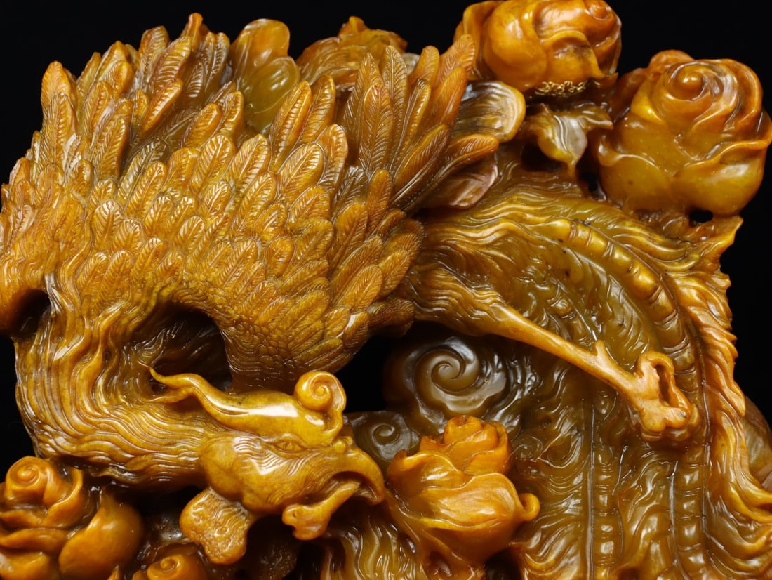 An Exquisite Tianhuang Stone Phoenix Pattern Flower Pattern Ornament - 3