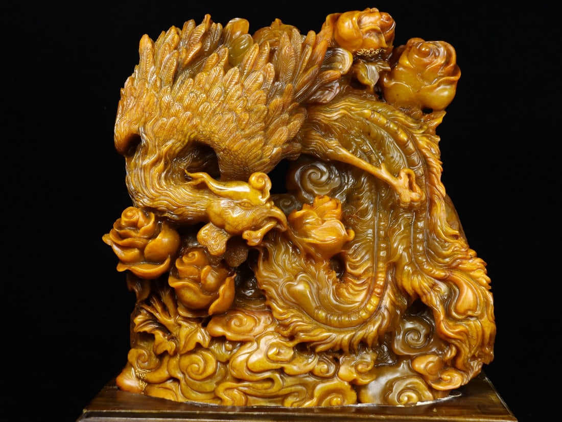 An Exquisite Tianhuang Stone Phoenix Pattern Flower Pattern Ornament - 9