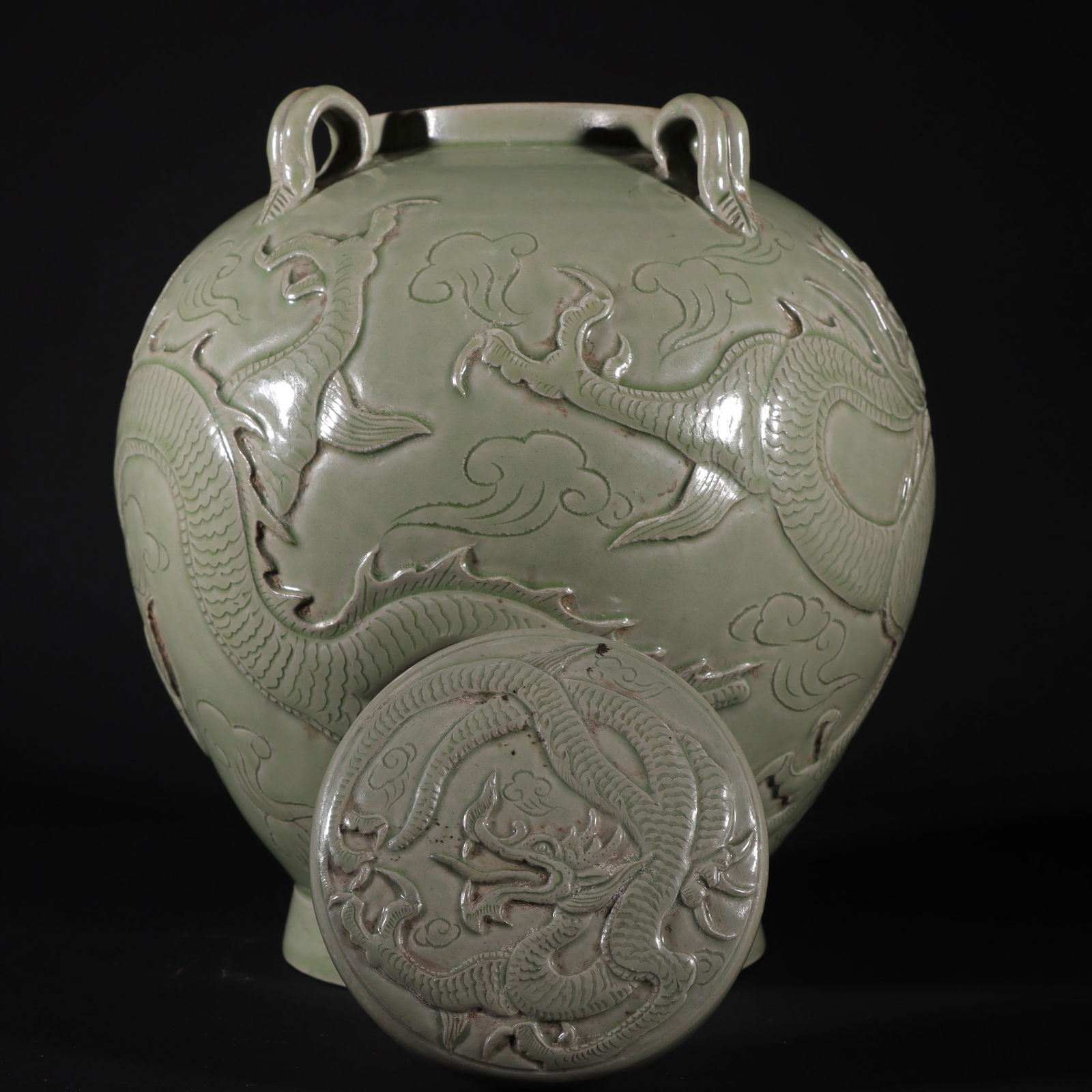 An Exquisite Yue yao Celadon Dragon Pattern Jar - 7