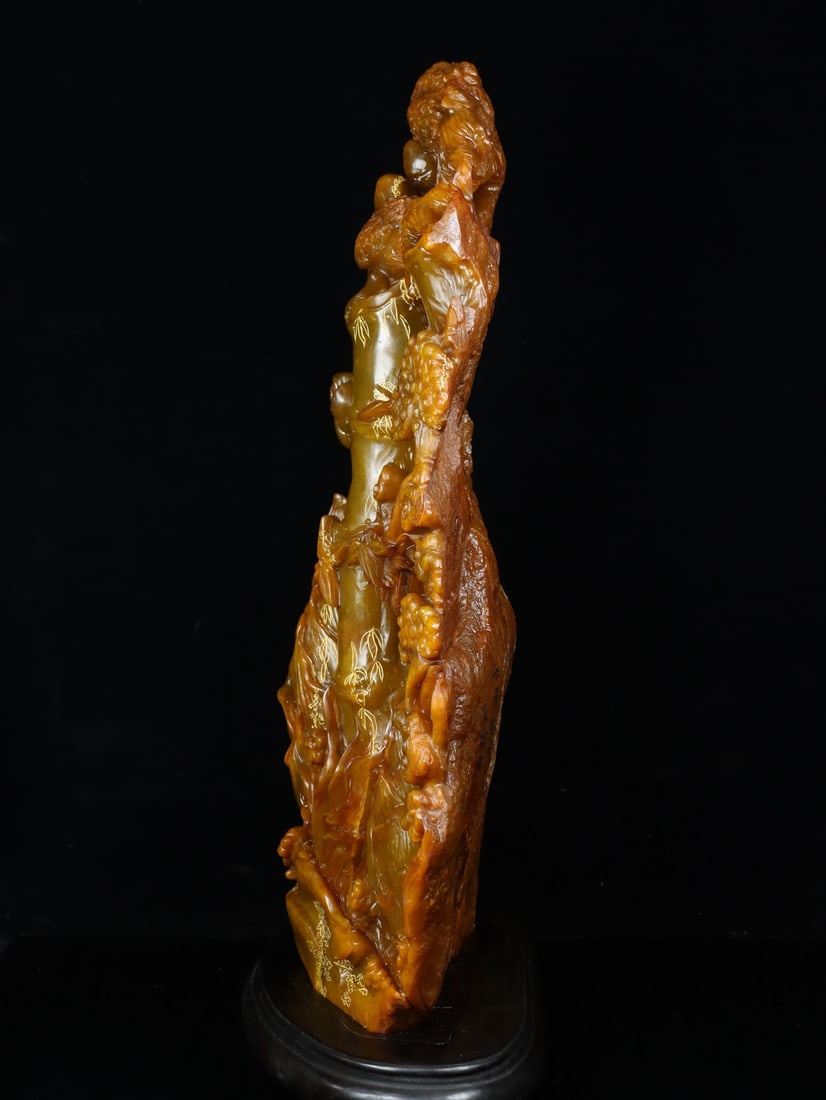 An Exquisite Shoushan Stone Flower and Bird Pattern Ornament - 7