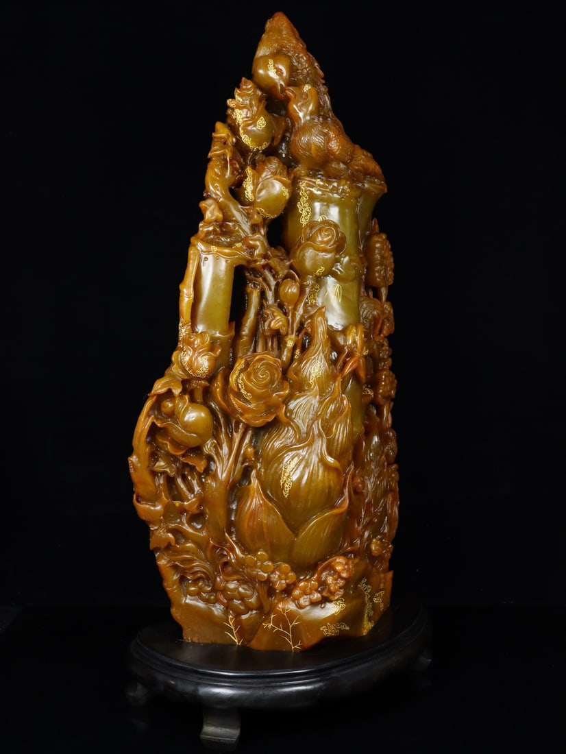 An Exquisite Shoushan Stone Flower and Bird Pattern Ornament - 8