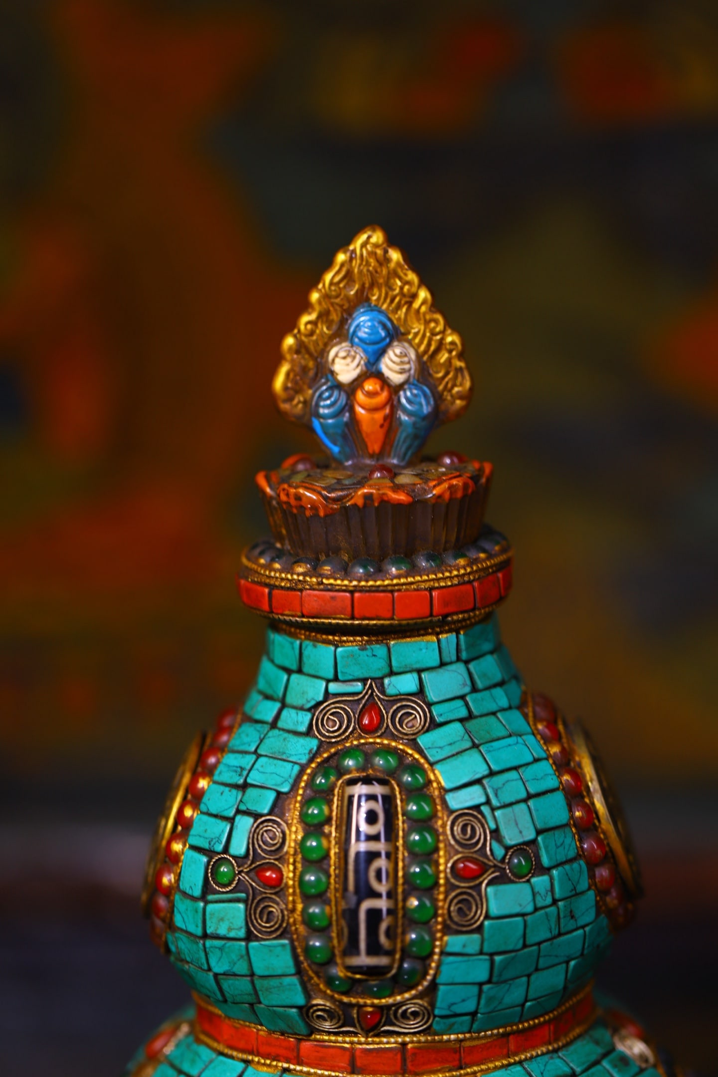 An Exquisite Crystal Inlaid Gems Gourd Ornament - 2
