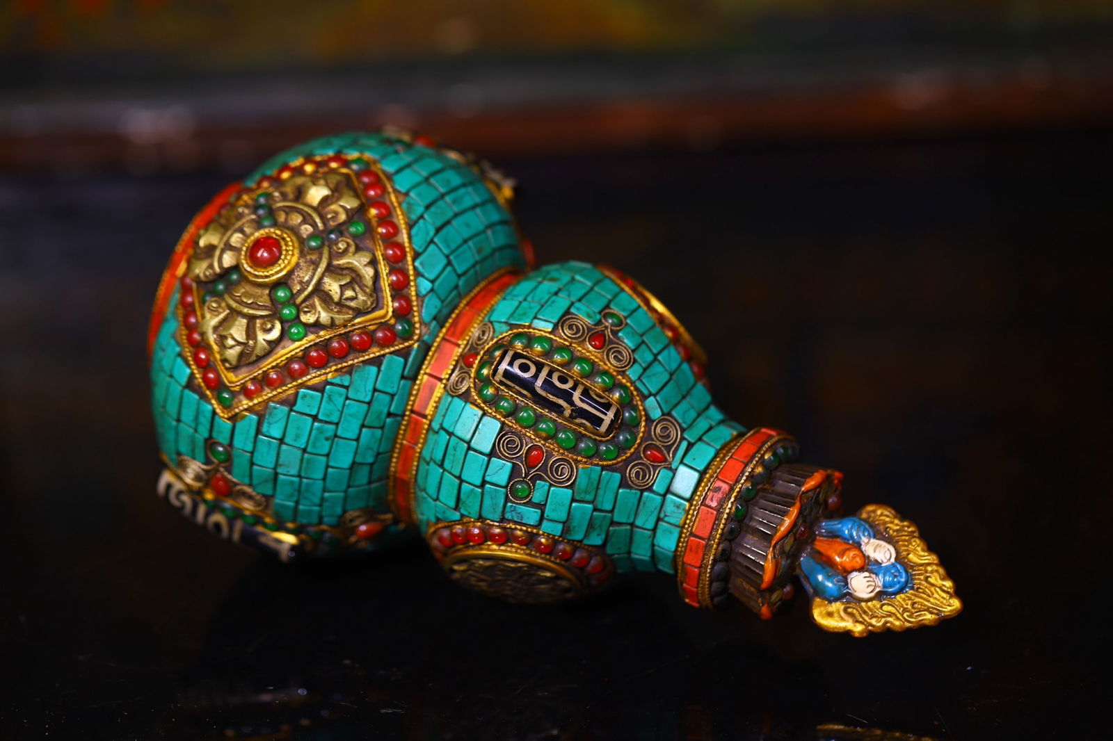 An Exquisite Crystal Inlaid Gems Gourd Ornament - 6