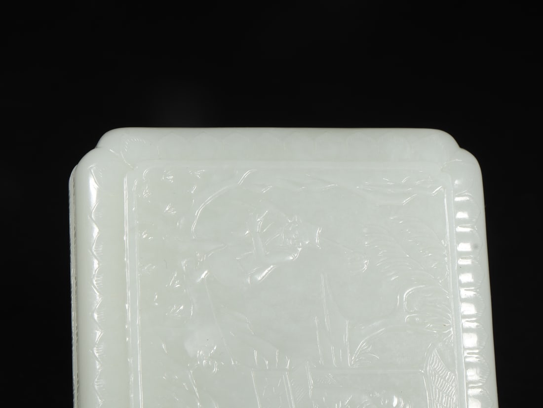 An Exquisite White Jade Character and Story Pattern Box - 3
