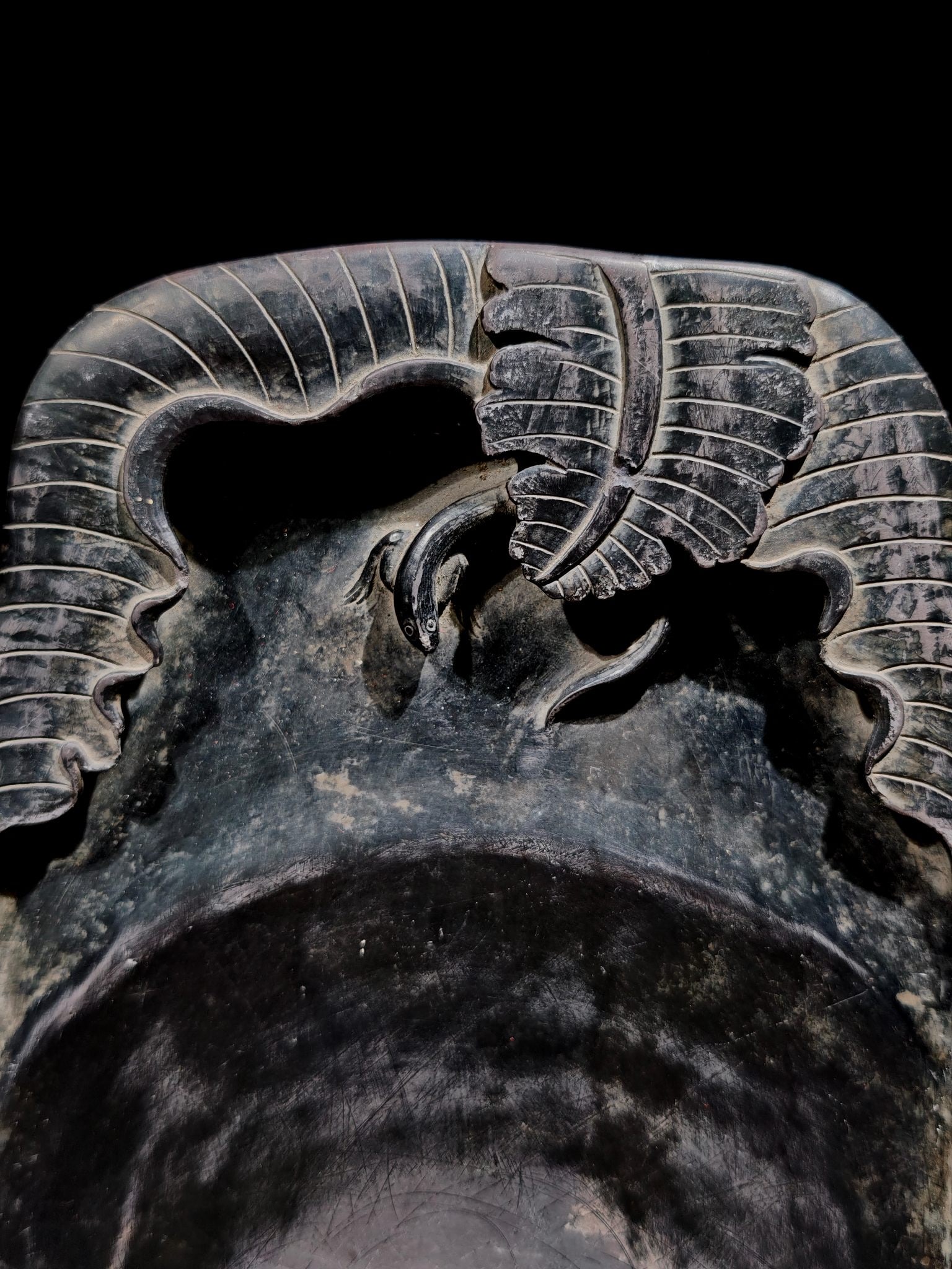 An Exquisite Banana Leaf Pattern with poem Inkstone - 4