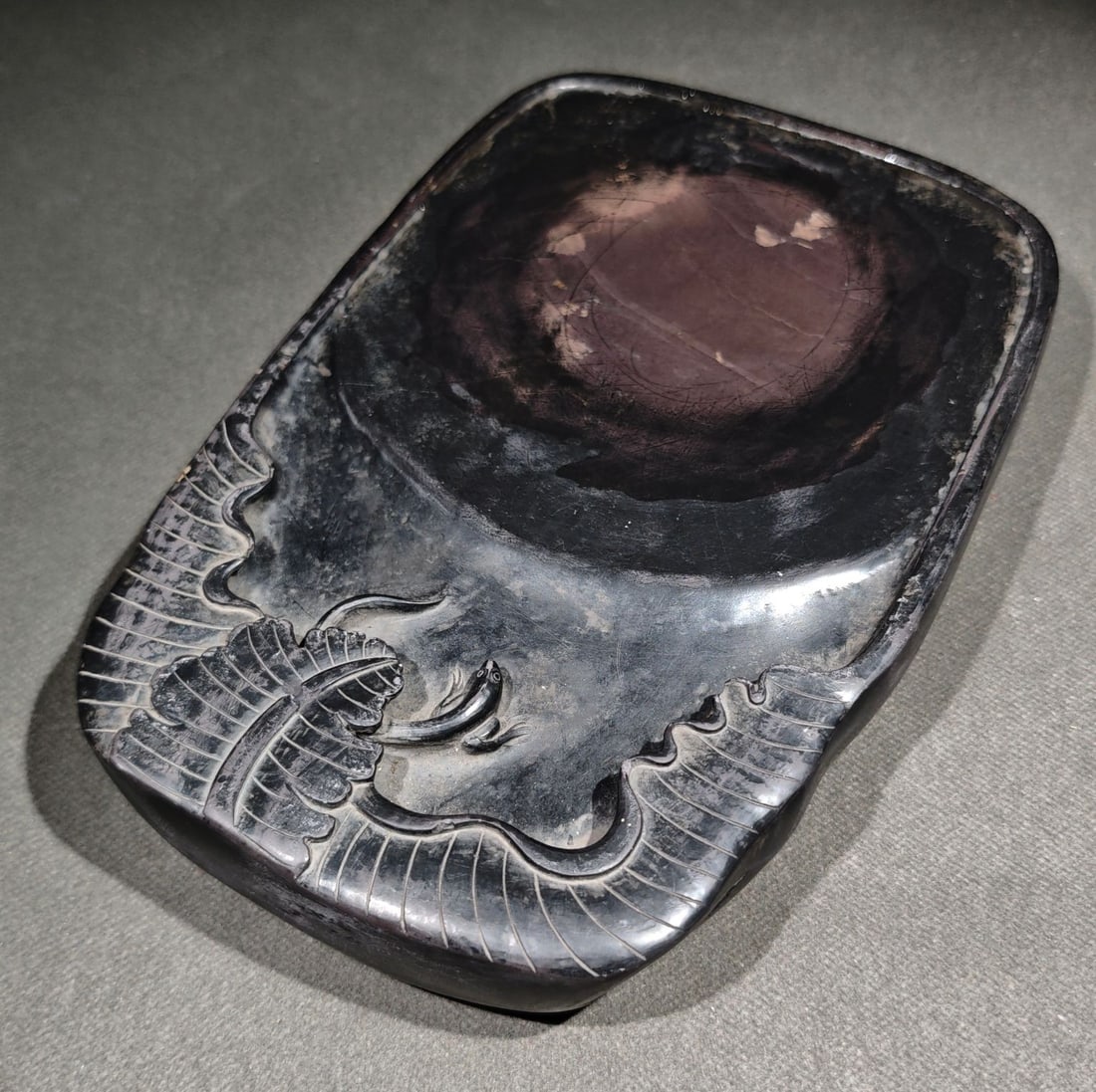 An Exquisite Banana Leaf Pattern with poem Inkstone - 7