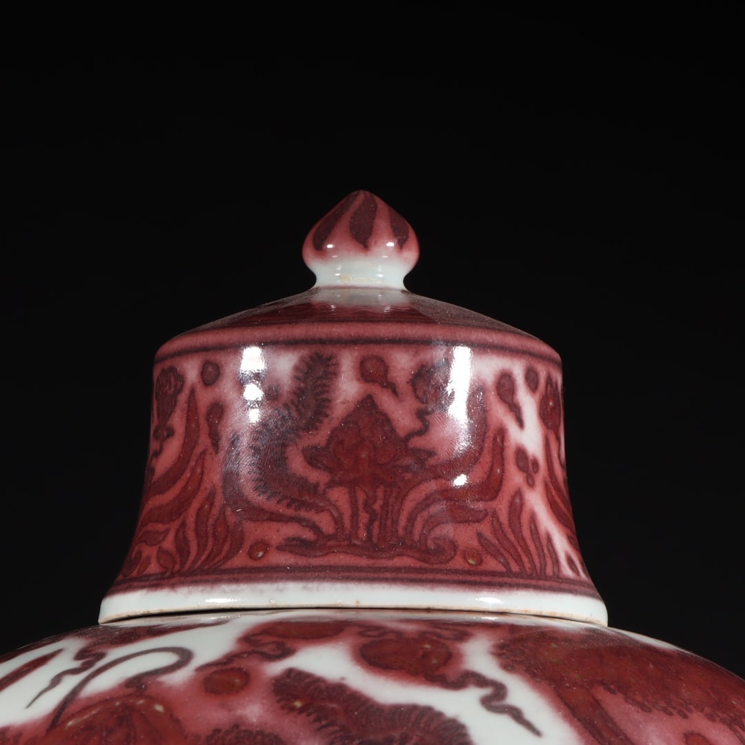 An Exquisite Underglaze-Red Fish and Lotus Pattern Vase - 2
