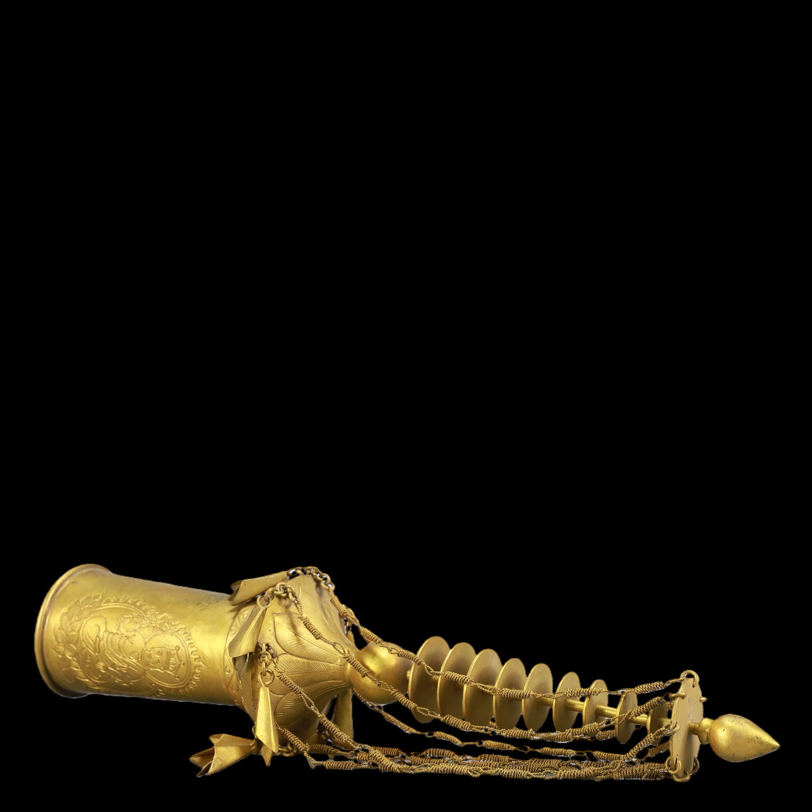 A Exquisite Gilt Bronze Buddha statue Pattern Pagoda - 8