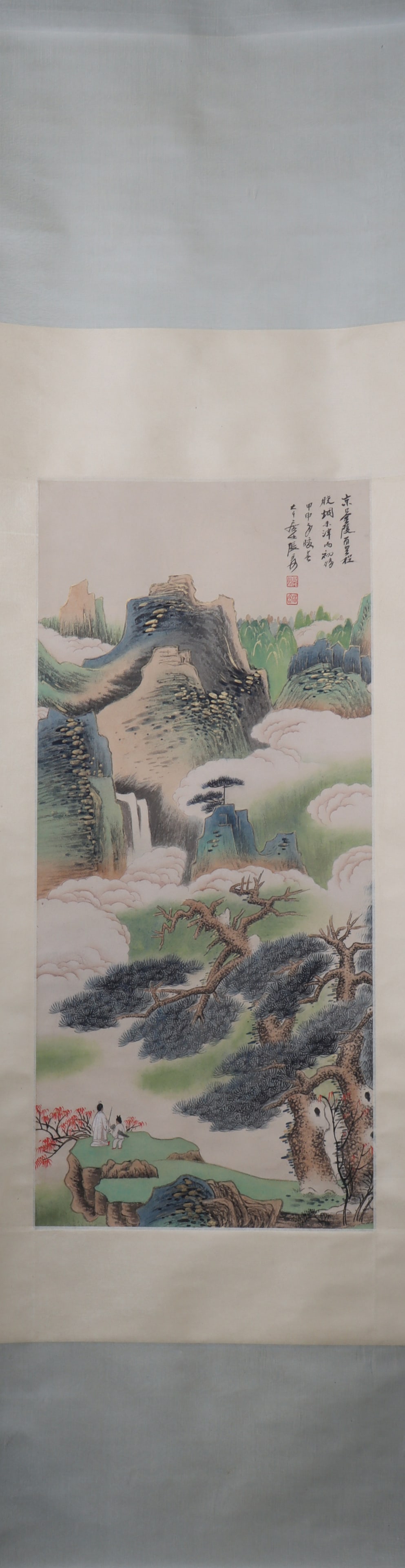 A Chinese Vertical Scroll Ink Painting of Landscape on Paper: A Chinese Vertical Scroll Ink Painting of Landscape on Paper Zhang daqian Size:88cmx40cm (The Dimensions Of All Batches Are Manually Measured.If You Need More Detailed Information, Please Contact