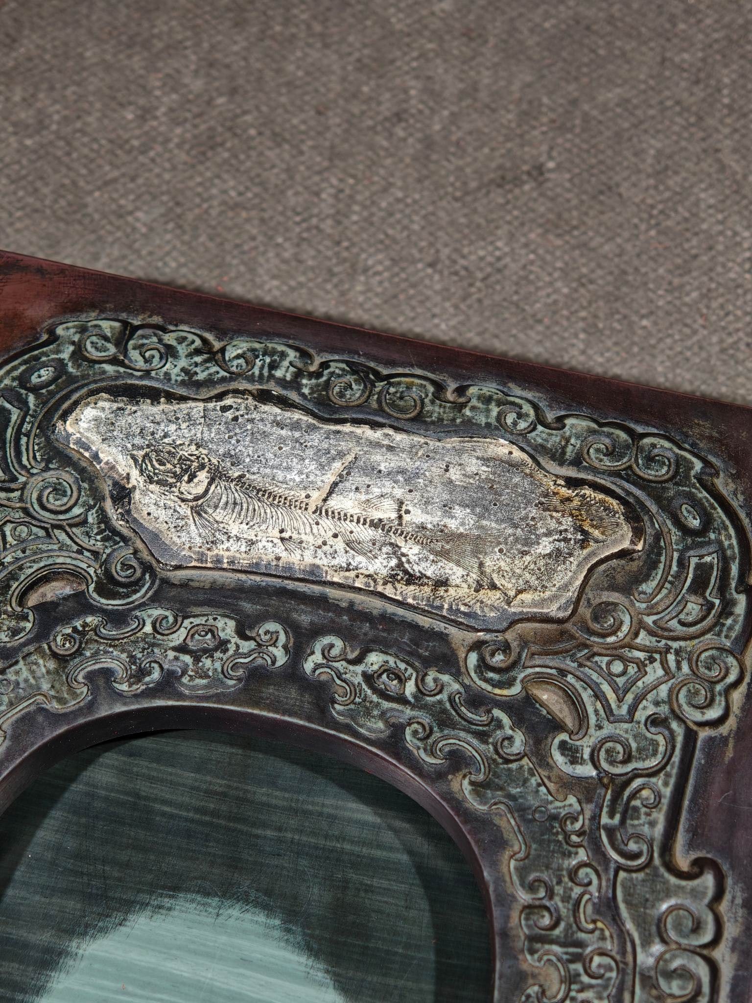 An Exquisite Dragon Pattern with poem Inkstone - 3