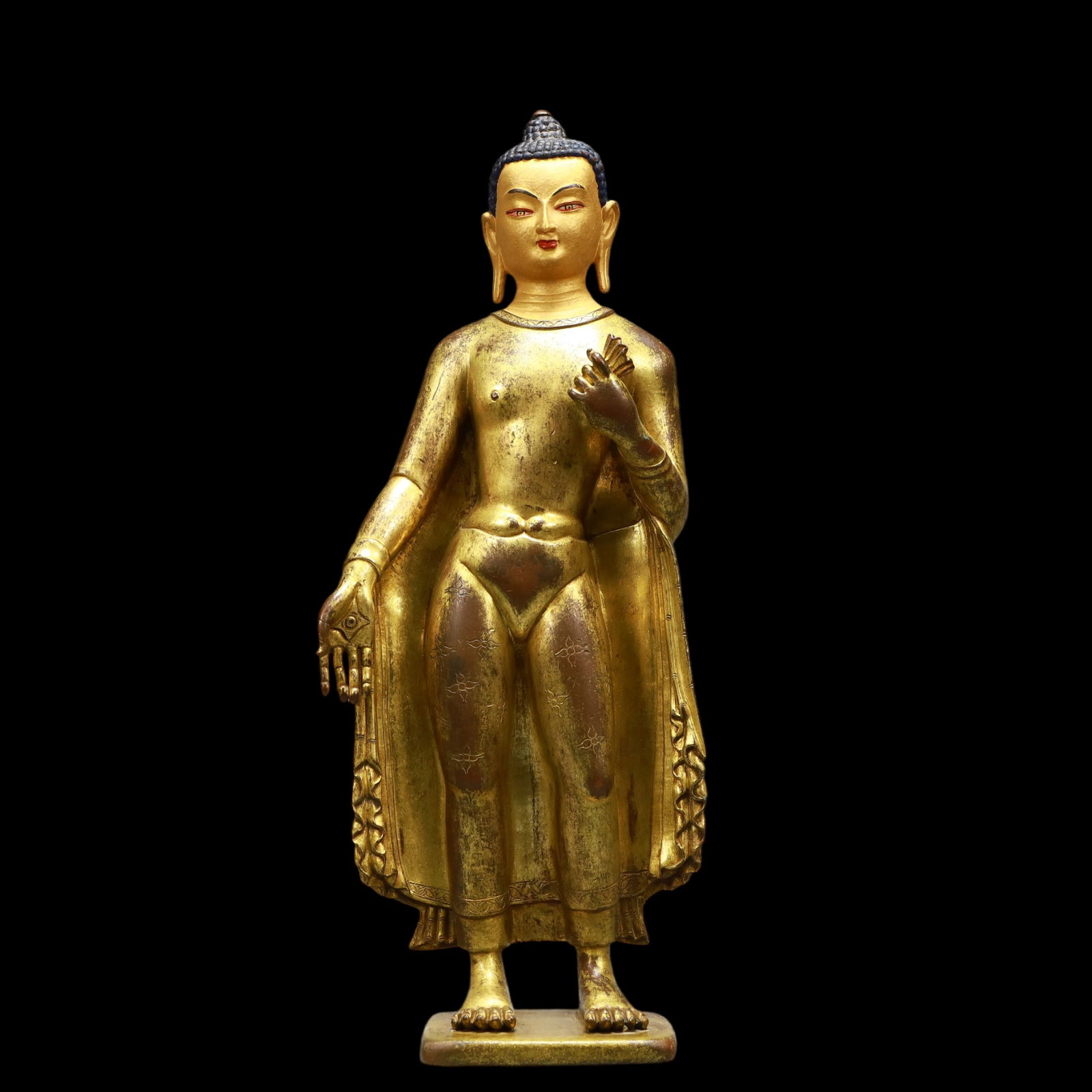 A Exquisite Coppery Statue of Sakyamuni: A Exquisite Coppery Statue of Sakyamuni Ming Dynasty, China Size:16cmx7cmx38cm Weight:4000g (The Dimensions Of All Batches Are Manually Measured.If You Need More Detailed Information, Please