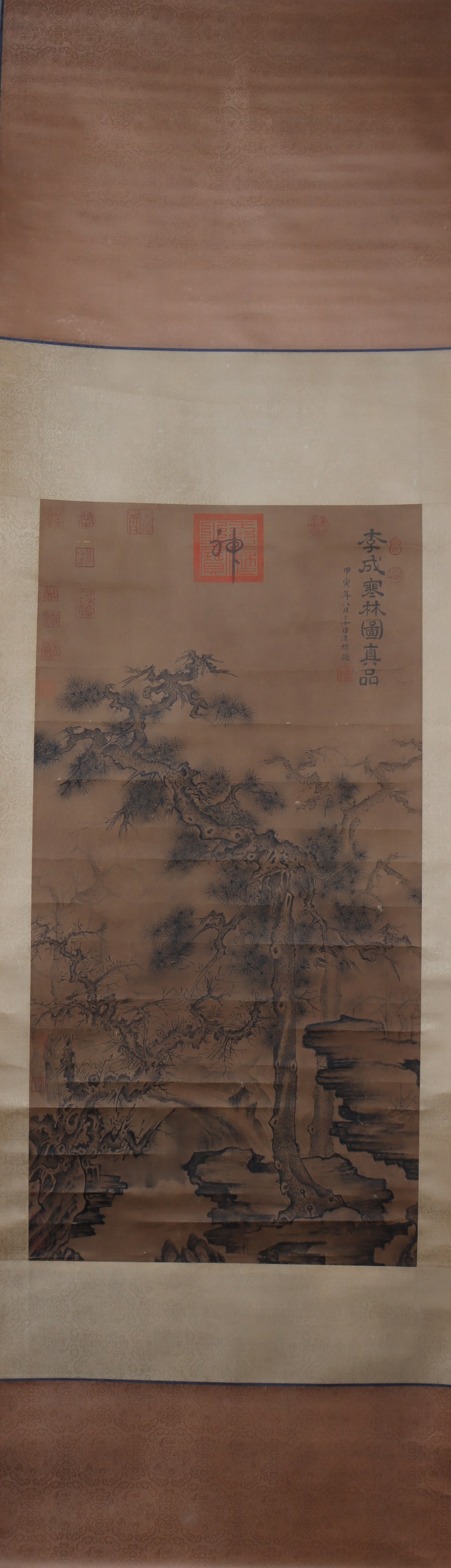 A Chinese Vertical Scroll Ink Painting of Landscape on Paper (1 of 7)