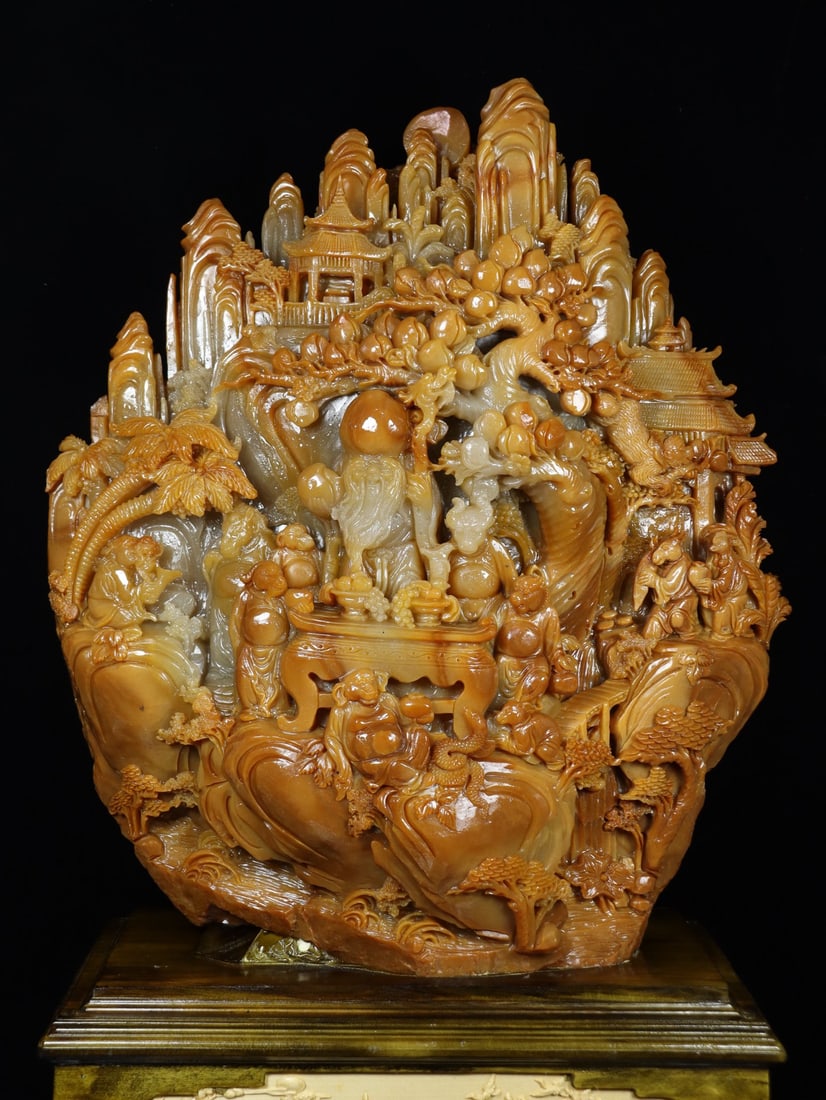 An Exquisite Shoushan Stone Auspicious Beast Pattern Ornament - 9