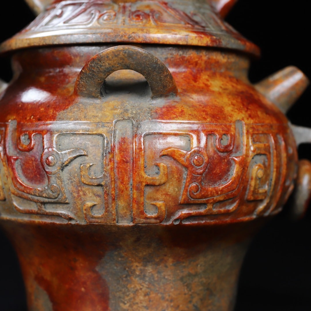 An Exquisite White Jade Bird Pattern Censer - 2