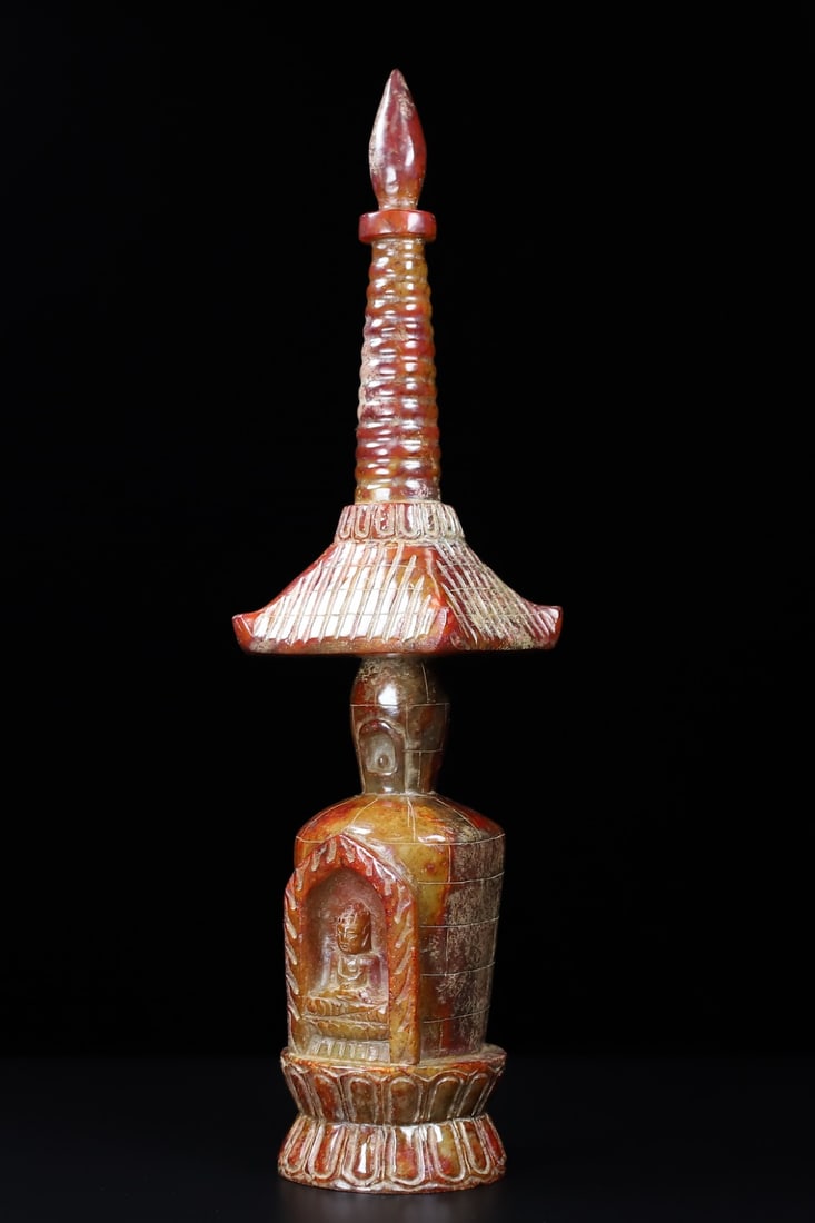 An Exquisite White Jade Pagoda - 5
