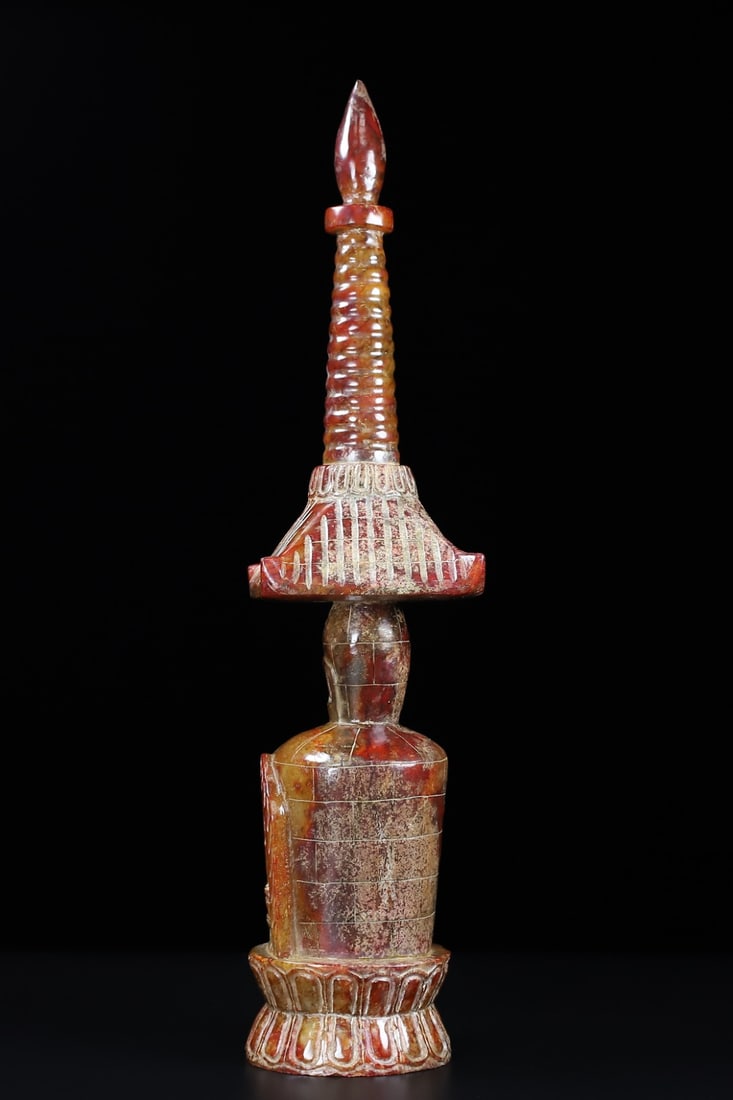 An Exquisite White Jade Pagoda - 6