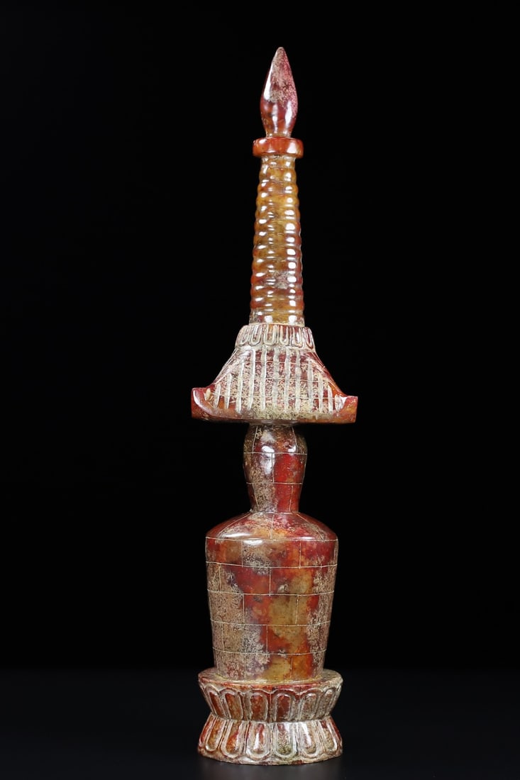 An Exquisite White Jade Pagoda - 7