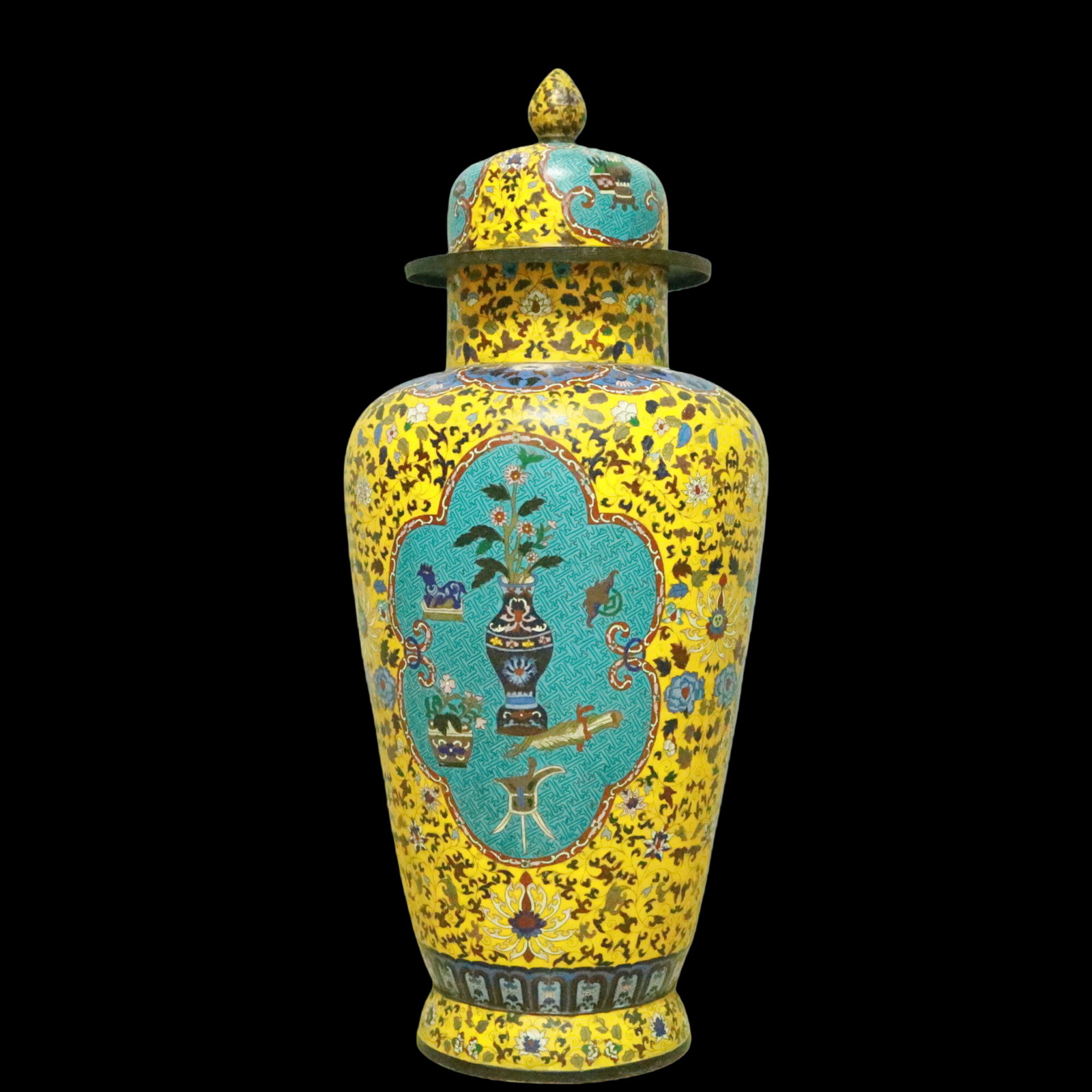 A Pair of Exquisite Cloisonne Lotus Pattern Vase - 7