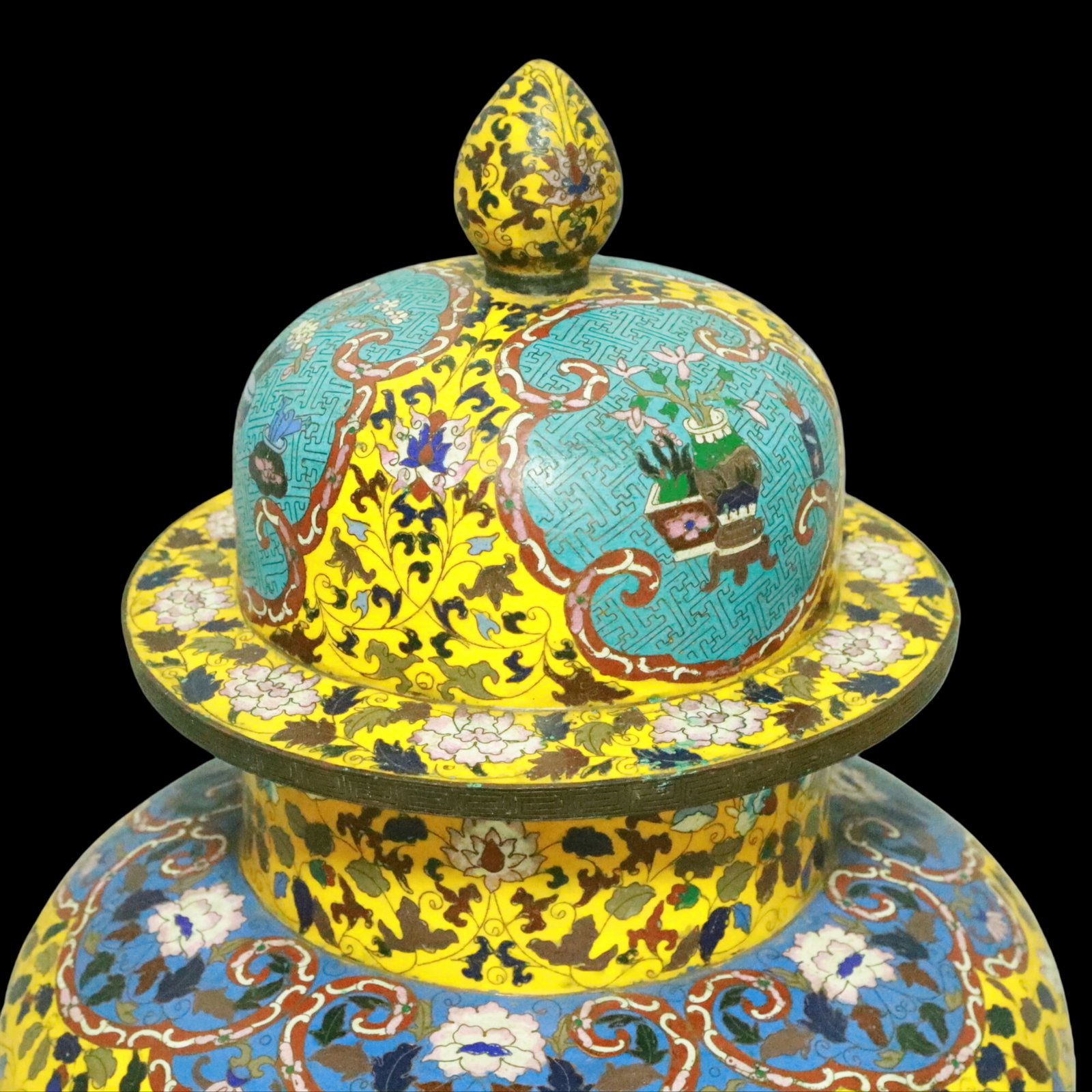 A Pair of Exquisite Cloisonne Lotus Pattern Vase - 8