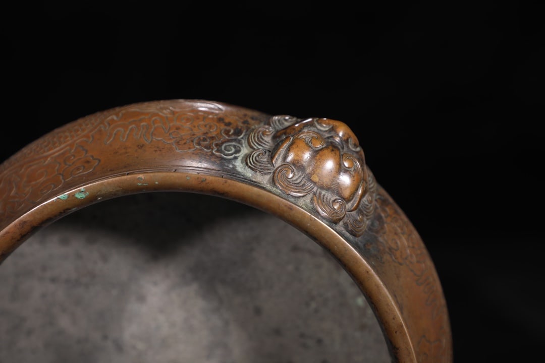 An Exquisite Bronze Dragon Pattern Double-Ears Censer - 6