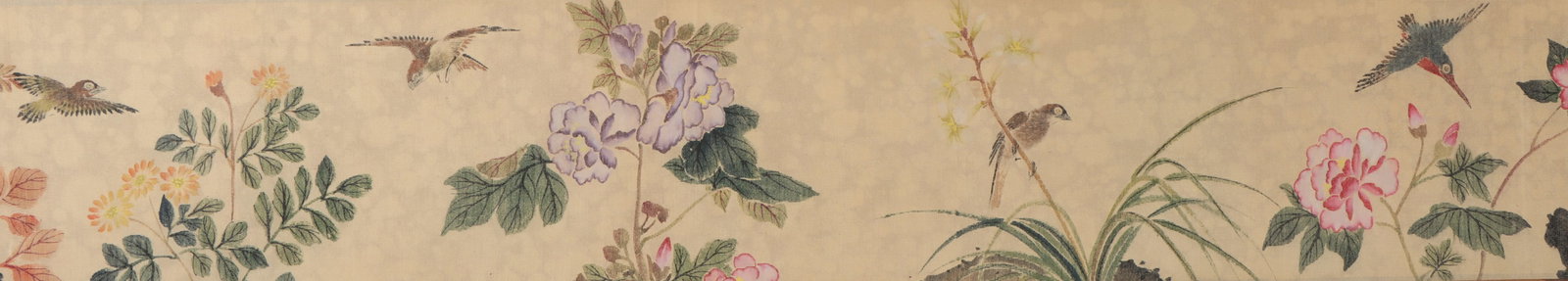 A Chinese Hand Scroll Ink Painting of Flower and Bird on Silk - 5