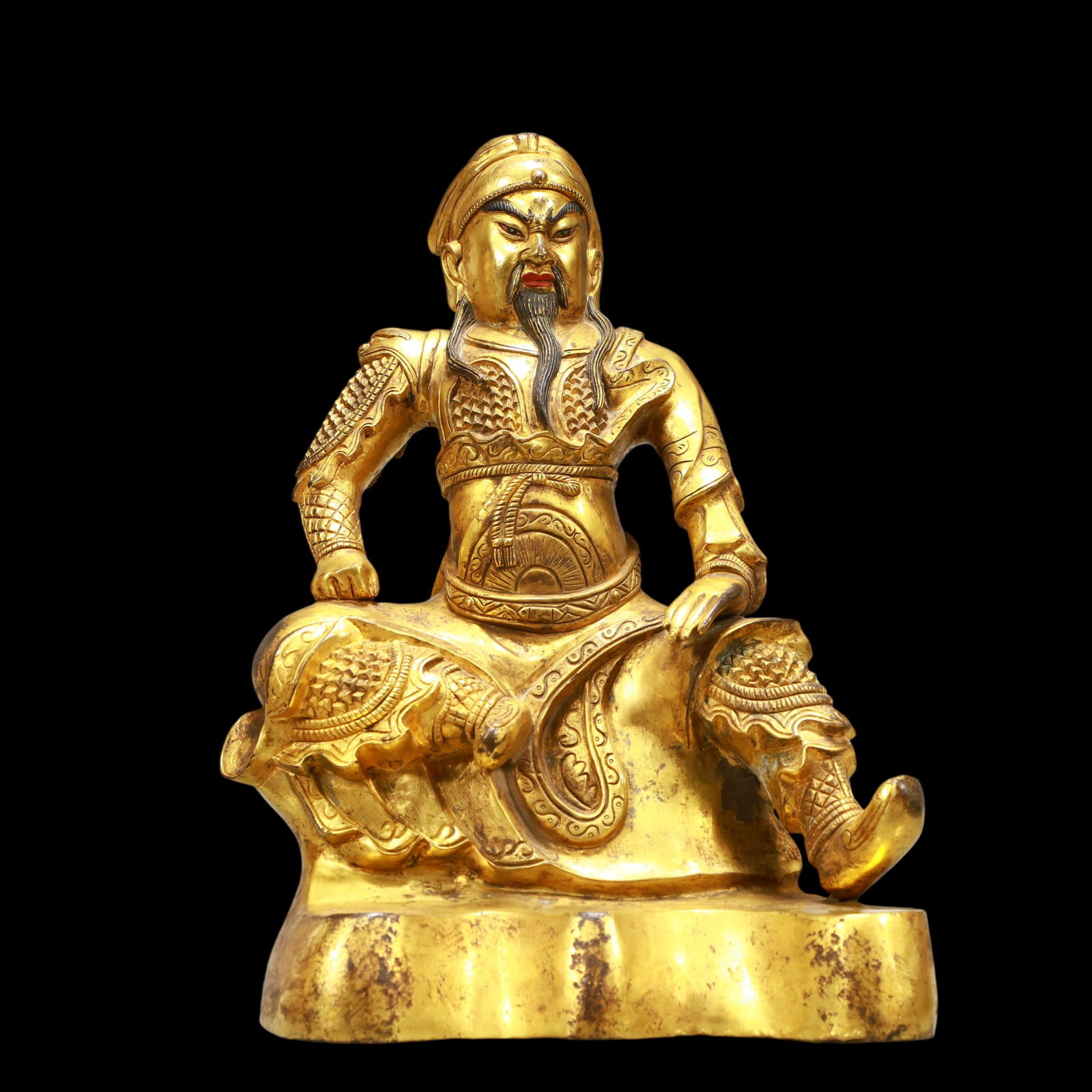 A Exquisite Gilt Bronze Guan yu: A Exquisite Gilt Bronze Guan yu Ming Dynasty, China Size:19cmx13cmx30cm Weight:6700g (The Dimensions Of All Batches Are Manually Measured.If You Need More Detailed Information, Please Contact Our